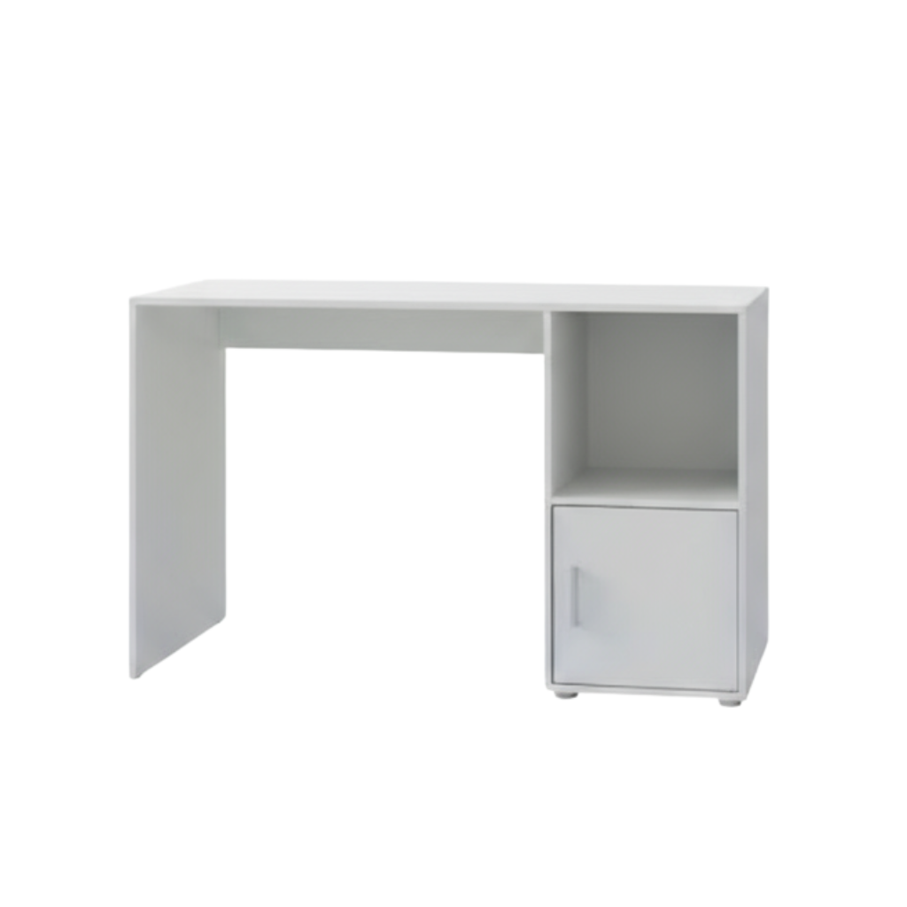 Bureau blanc avec bibliothèque intégrée