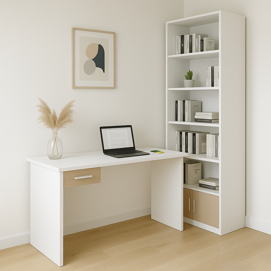 Bureau moderne + Etagere – MDF avec 1 tiroir