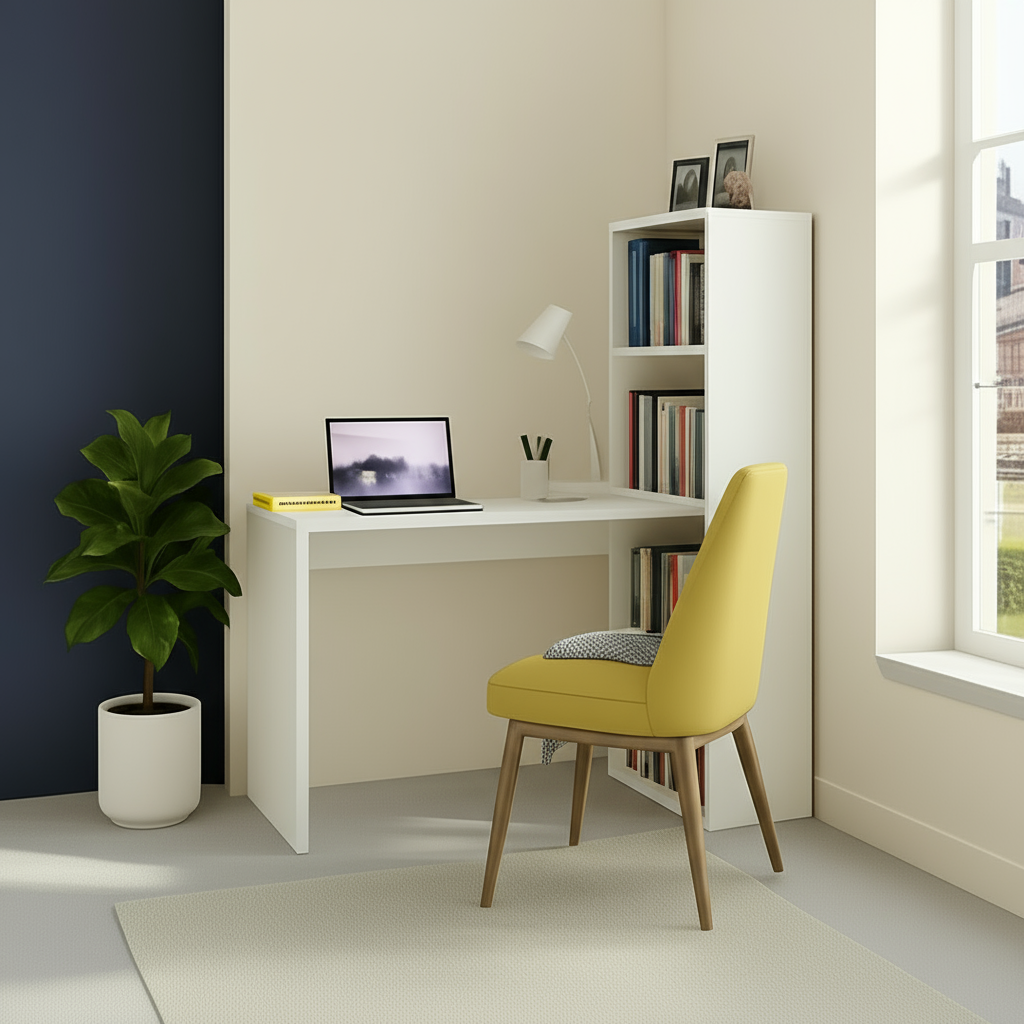 Bureau fonctionnel avec bibliothèque intégrée
