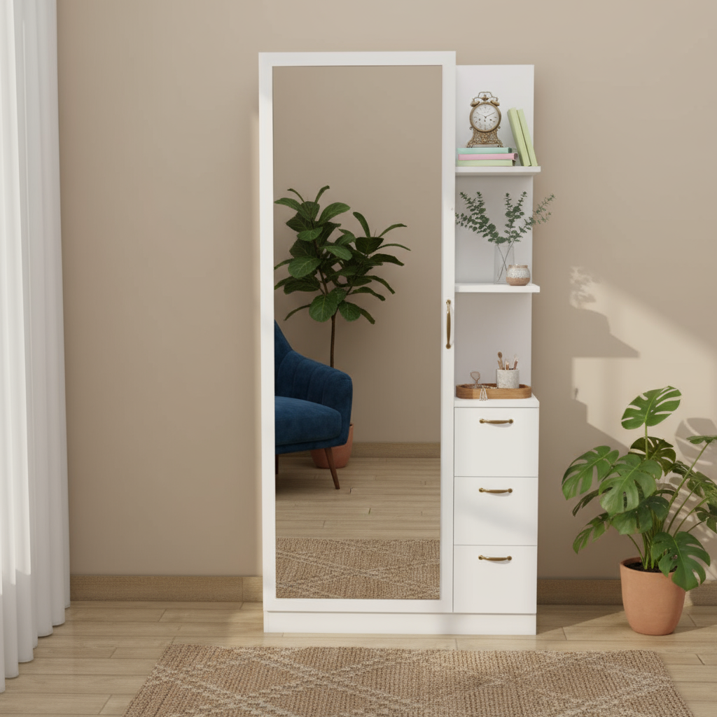 Armoire de beauté avec grande miroir et tiroirs de rangement