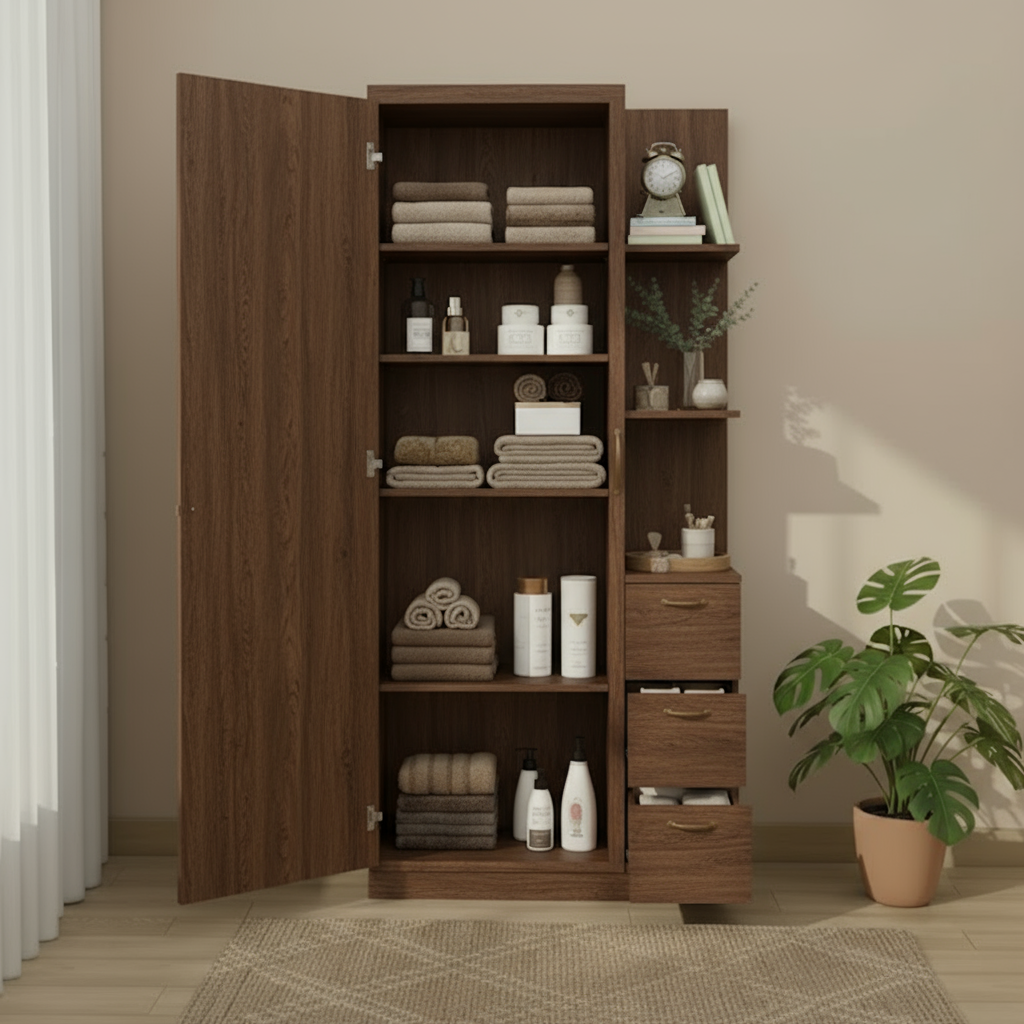 Armoire de beauté avec grande miroir et tiroirs de rangement