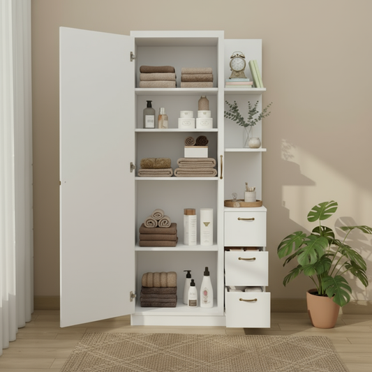 Armoire de beauté avec grande miroir et tiroirs de rangement