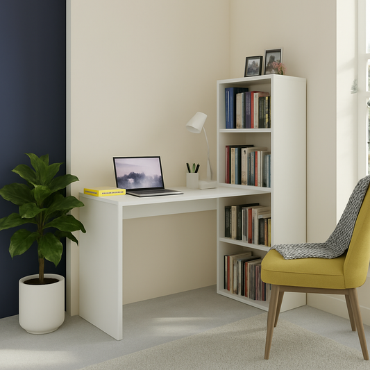Bureau fonctionnel avec bibliothèque intégrée